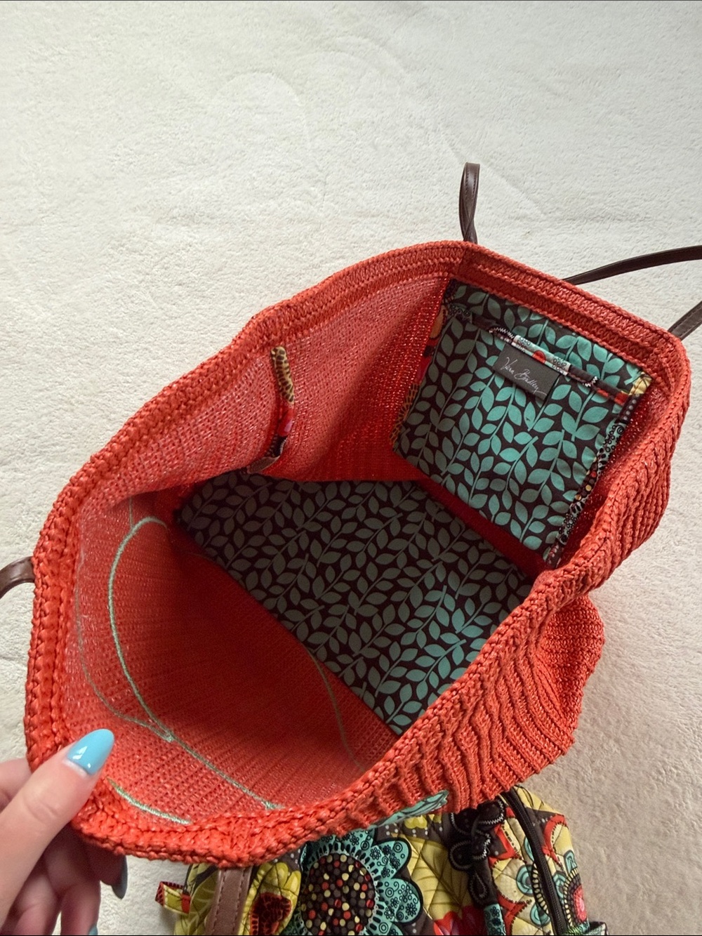 Vera Bradley Bright Orange Floral Tote and Quilted Pouch Set - Picture 3 of 3